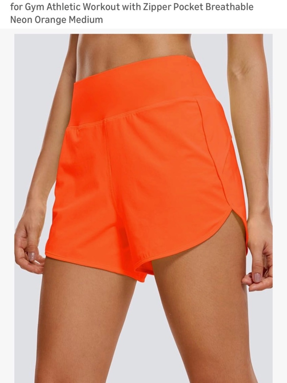 CRZ Neon Orange Women's Athletic Shorts with High Waist